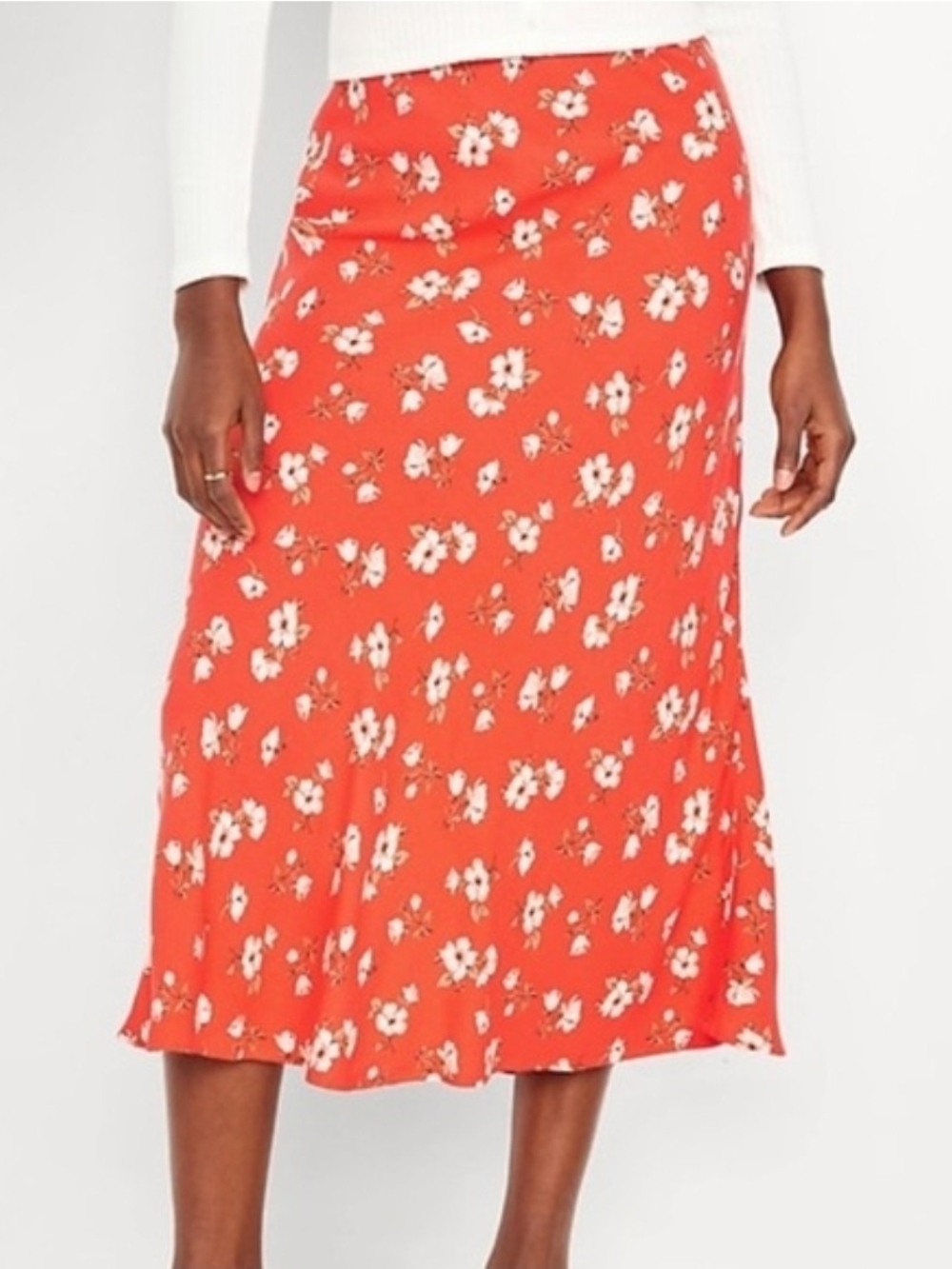Old Navy Crepe A-Line Midi Floral Skirt XL Nwt
